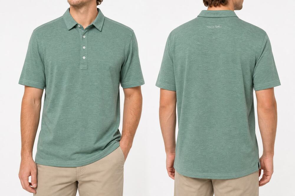 TravisMathew Men's Green Pima Cotton Blend Polo Golf Shirt M Athleisure Preppy